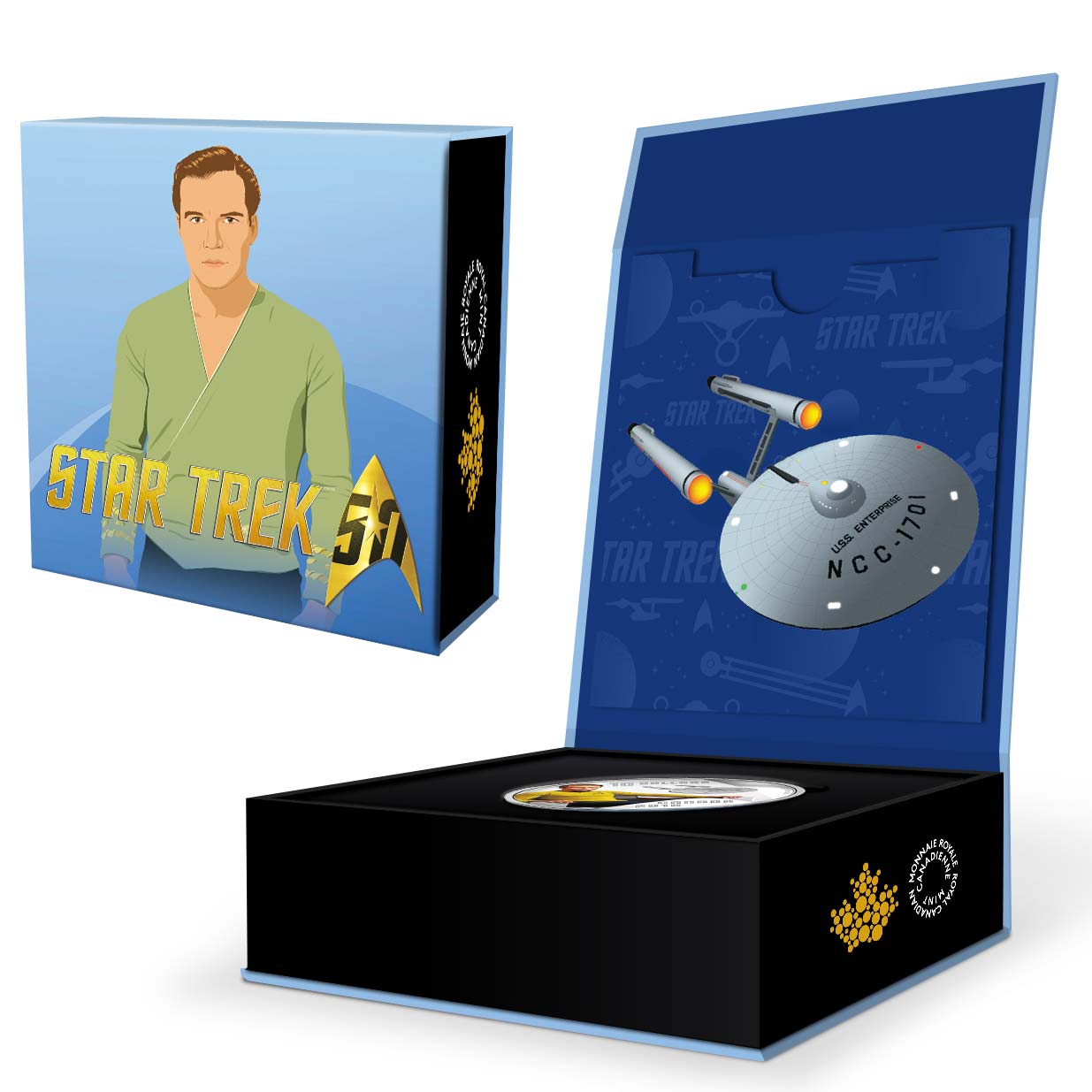 Canada 2016 Star Trek Silver $10 Coin - Kirk and Enterprise Box