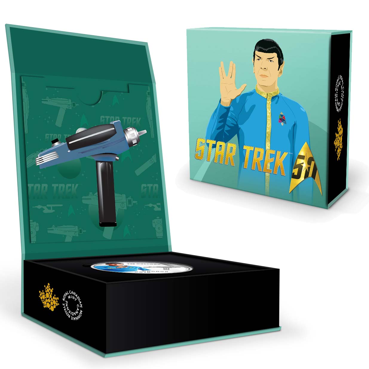 Canada 2016 Star Trek Silver $10 Coin - Spock and Phaser Box