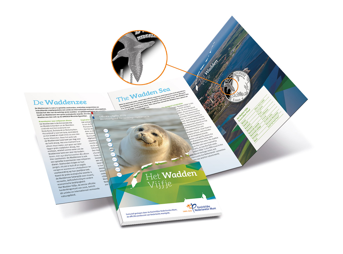 Dutch 2016 The Wadden Sea Silver 5 Euro coin Packaging