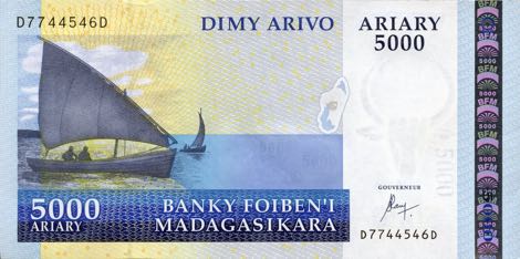 Madagascar 5000 Aviary 2015 P91b Obverse