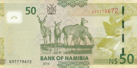 Namibia 50 Dollar Banknote 2016 P13g Reverse