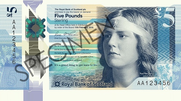 Royal Bank of Scotland Polymer Nan Shepherd 5 Pound Obverse