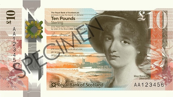 Royal Bank of Scotland Polymer Mary Somerville 10 Pound Obverse