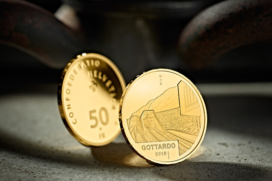 2016 Proof 50 Swiss Franc Gold Coin "Gotthard Base Tunnel"