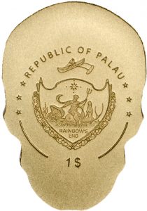 Palau 2016 Golden Skull $1 Coin Obverse