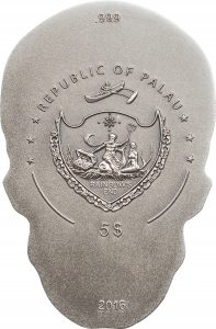 Palau 2016 Silver 1oz Skull No1 $5 Coin Obverse