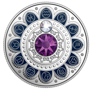 Canada 2017 Silver Zodiac Coin with Swarovski® crystals - Aquarius Reverse