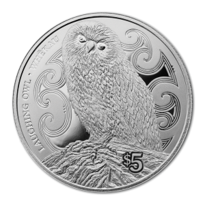New Zealand 2017 Silver $5 coin - Laughing Owl Reverse