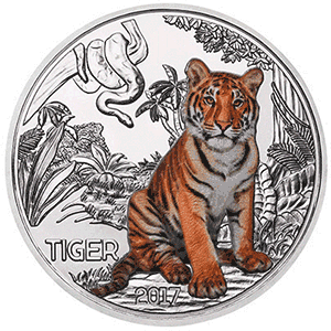 Austria 2017 Colourful Creatures Series - The Tiger Coin Glow In the Dark Effect