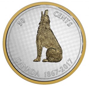 Canada 2017 Alex Colville Designs, Howling Wolf 50 cent Coin Reverse