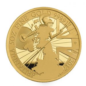 UK 2017 Proof Britannia 5oz Gold Coin Reverse