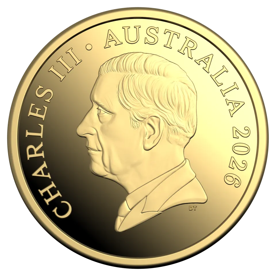 King Charles III obverse by Dan Thorne on the 2026 Australian Kangaroo Series coins