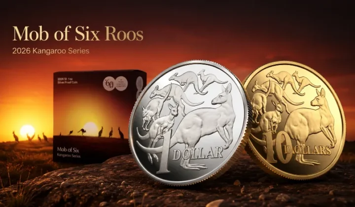 2026 Royal Australian Mint Kangaroo Series Mob of Six Roos gold and silver coins